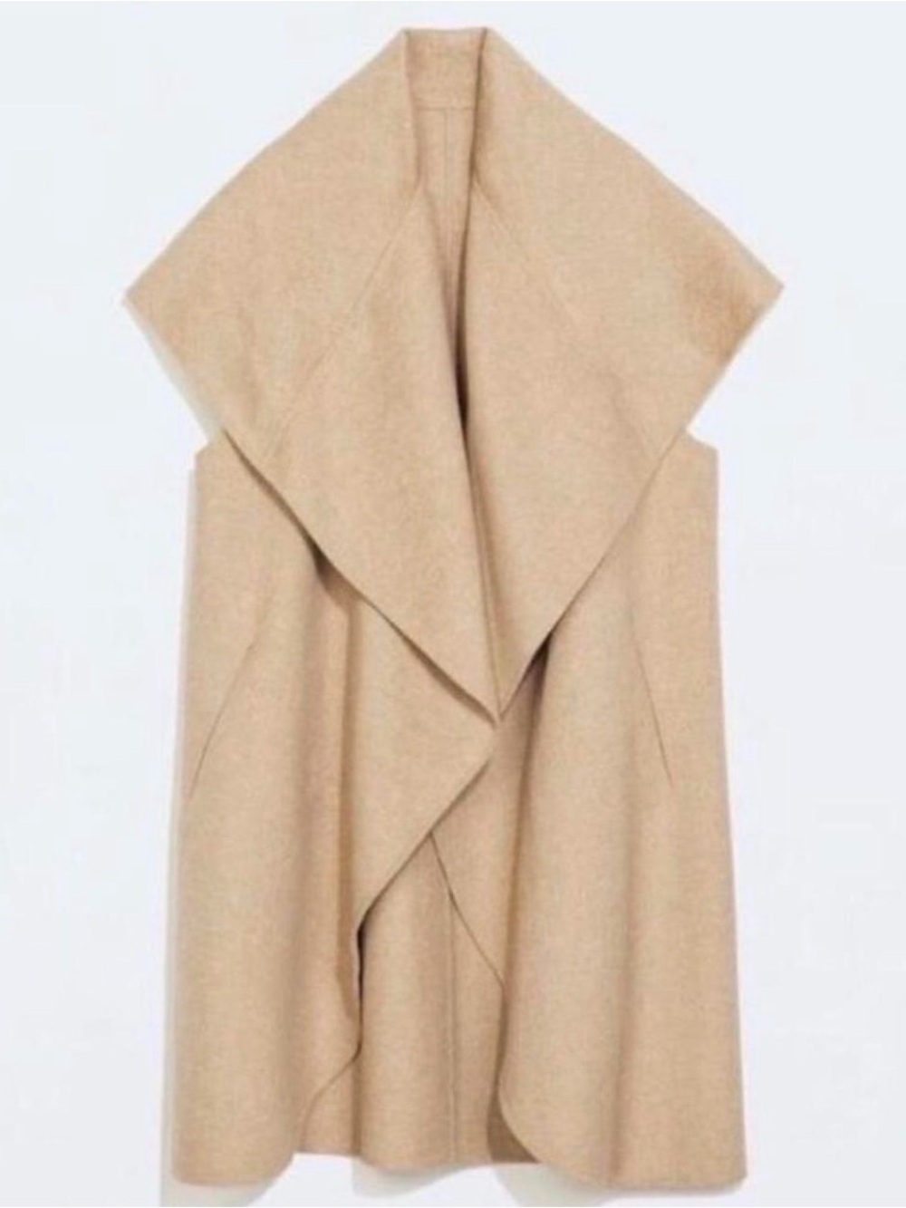 Sleeveless Drape Front Vest - Beige